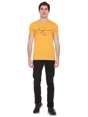 yellow typographic chest print t-shirt - 16698090 - Standard Image - 4