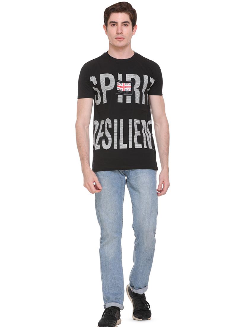 black typographic front print t-shirt - 16698100 - Zoom Image - 4