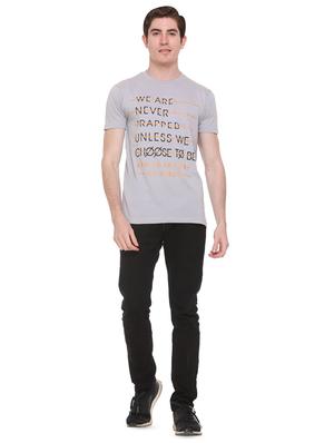 grey typographic chest print t-shirt - 16698118 - Standard Image - 4