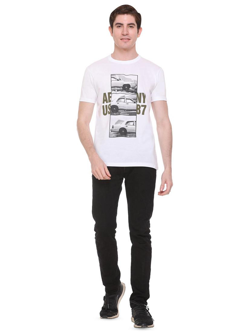 white chest print t-shirt - 16698123 - Zoom Image - 4
