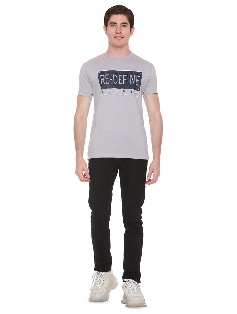 grey typographic chest print t-shirt - 16698130 - Zoom Image - 4