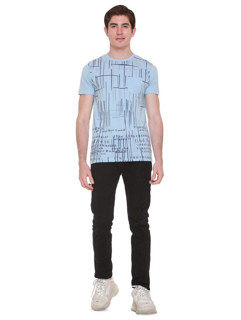 light blue front printed t-shirt - 16698135 - Zoom Image - 4