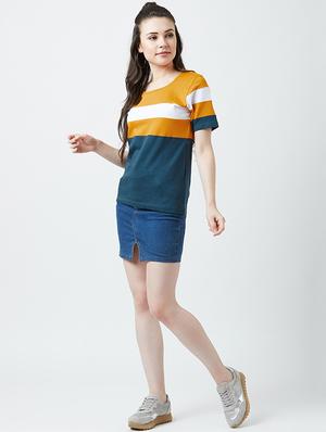 round neck color block tee - 16698537 - Standard Image - 4