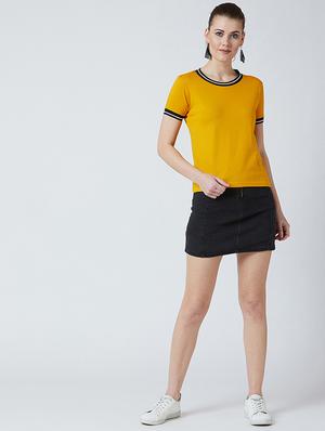 contrast crew neck solid tee - 16698539 - Standard Image - 4
