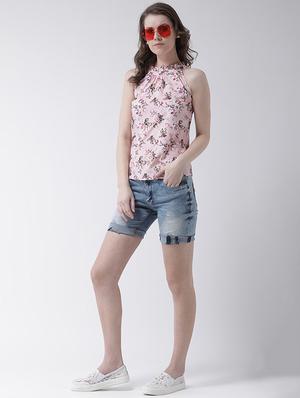 halter neck frill detail floral top - 16698791 - Standard Image - 4