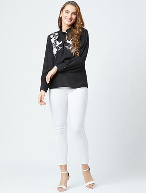 bishop sleeved embroidered detail top - 16698798 - Standard Image - 4