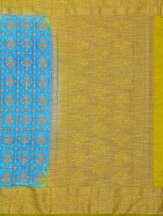 turquoise art silk patola saree with blouse - 16699103 - Zoom Image - 4