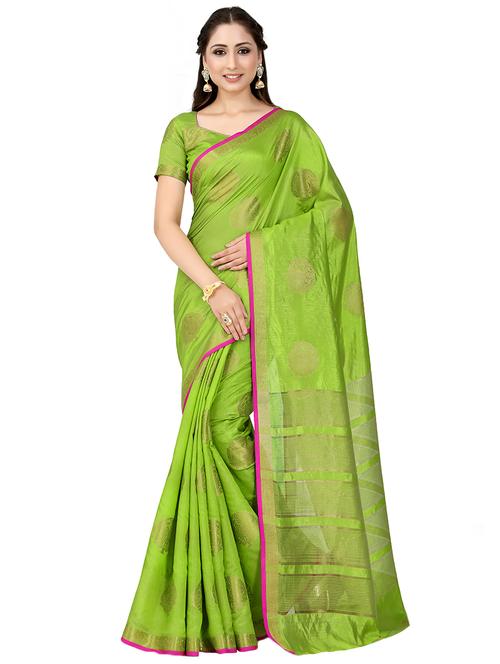 contrast kanjivaram saree with blouse - 16699130 - Standard Image - 1