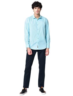 navy blue solid chinos - 16699275 - Standard Image - 4