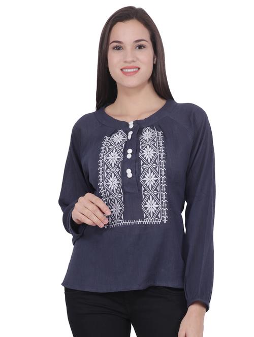 embroidered a-line kurti - 16699283 - Standard Image - 1