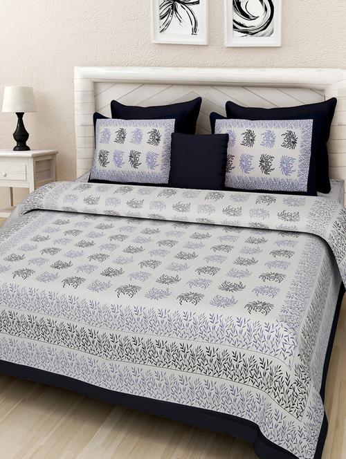 cotton printed king king size bed sheet with 2 pillow covers - 16699444 - Standard Image - 1