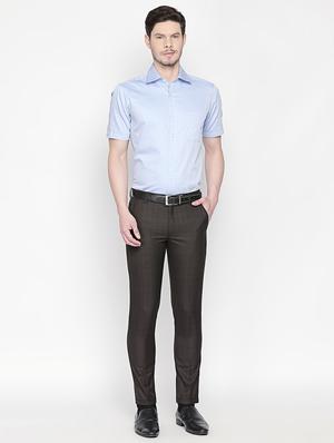 brown checkered flat front formal trouser - 16699727 - Standard Image - 4