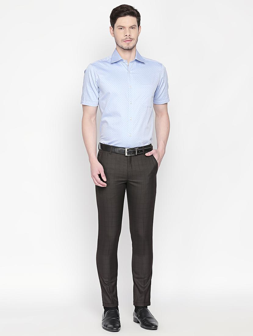 brown checkered flat front formal trouser - 16699727 - Zoom Image - 4