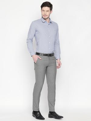 grey textured flat front formal trouser - 16699728 - Standard Image - 4