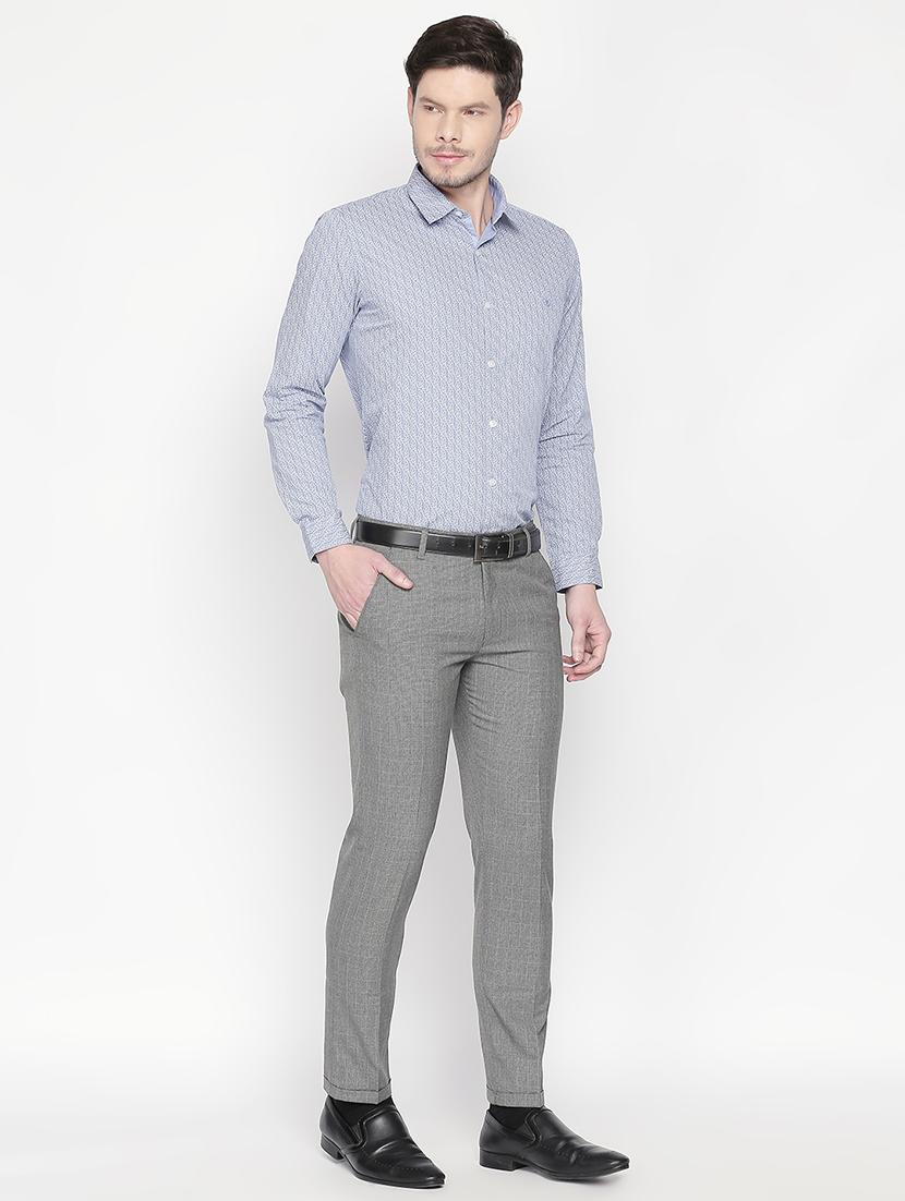 grey textured flat front formal trouser - 16699728 - Zoom Image - 4