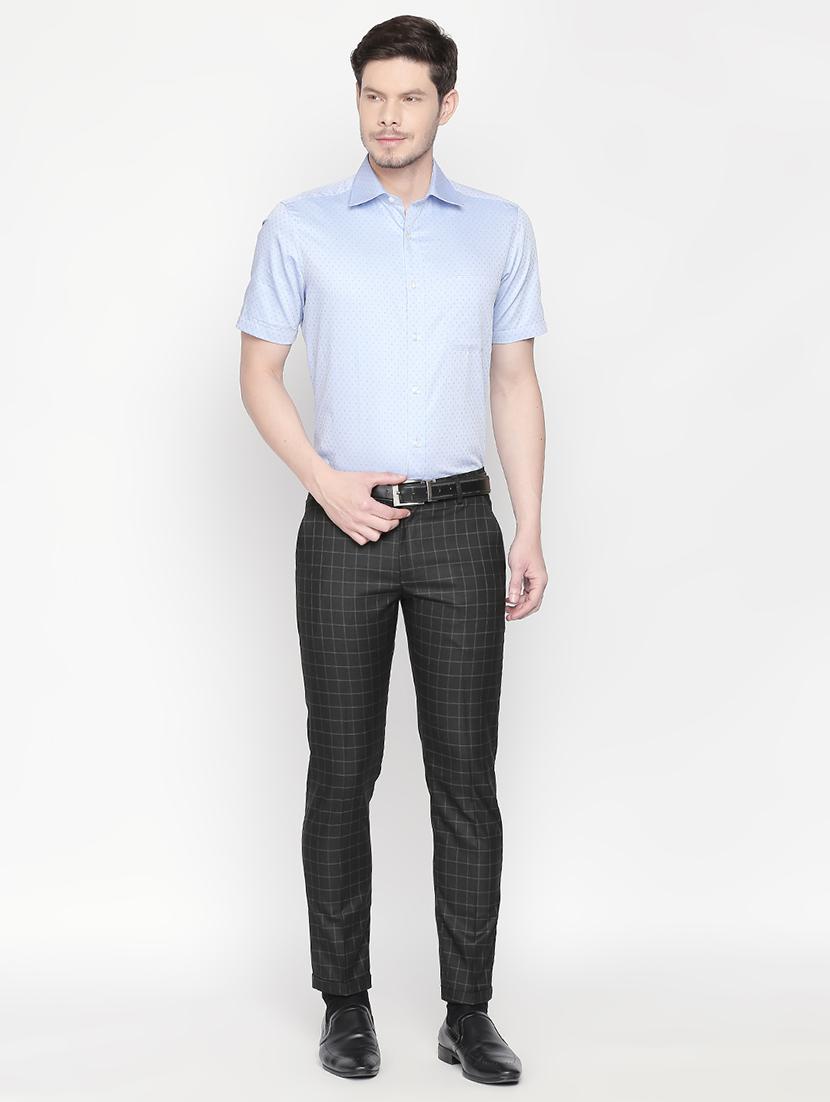 black checkered flat front formal trouser - 16699730 - Zoom Image - 4