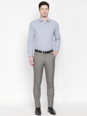 grey solid flat front formal trouser - 16699735 - Standard Image - 4