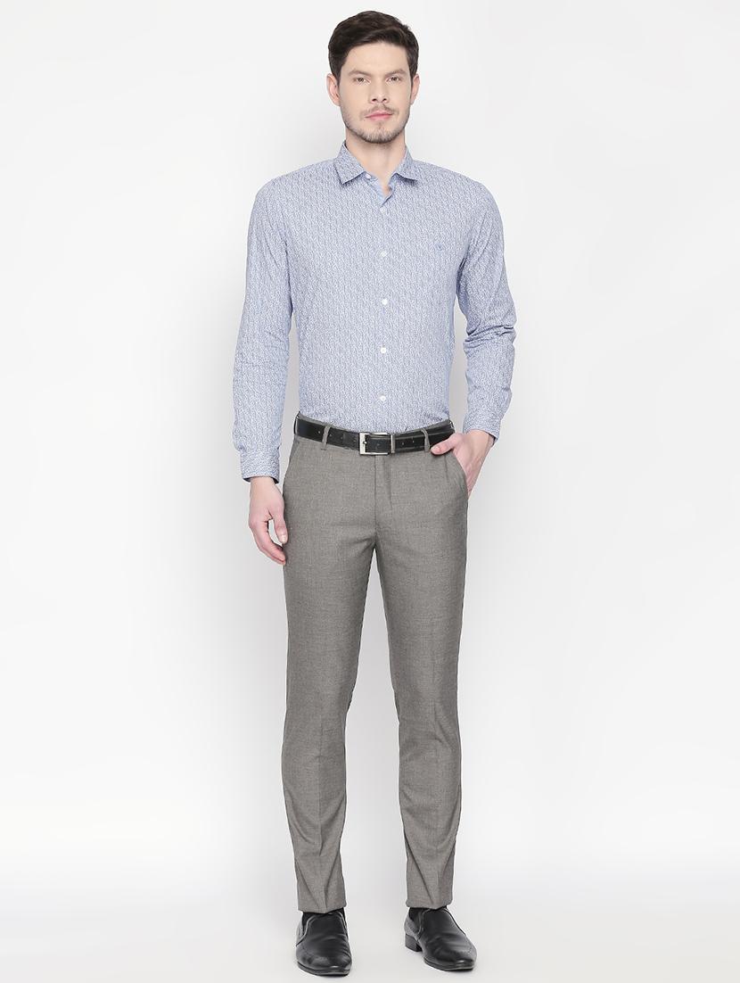 grey solid flat front formal trouser - 16699735 - Zoom Image - 4