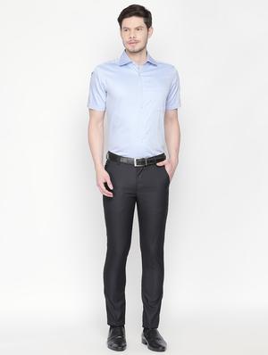 black textured flat front formal trouser - 16699743 - Standard Image - 4