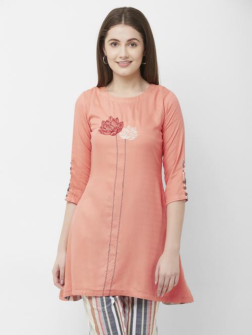 solid a-line kurti - 16699806 - Standard Image - 1