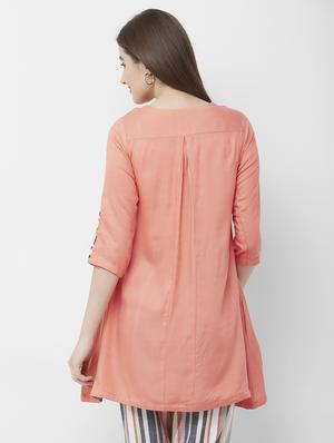 solid a-line kurti - 16699806 - Standard Image - 4