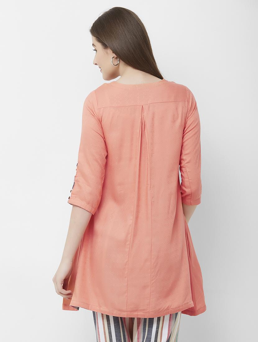 solid a-line kurti - 16699806 - Zoom Image - 4