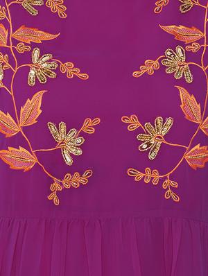 bell sleeved embroidered a-line dress - 16700248 - Standard Image - 4