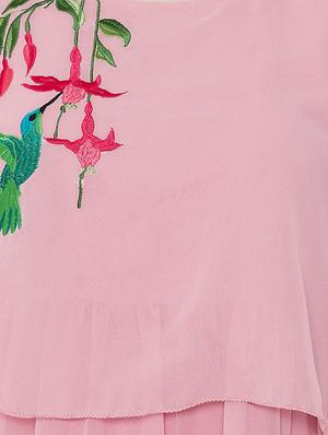 round neck embroidered layered dress - 16700254 - Standard Image - 4