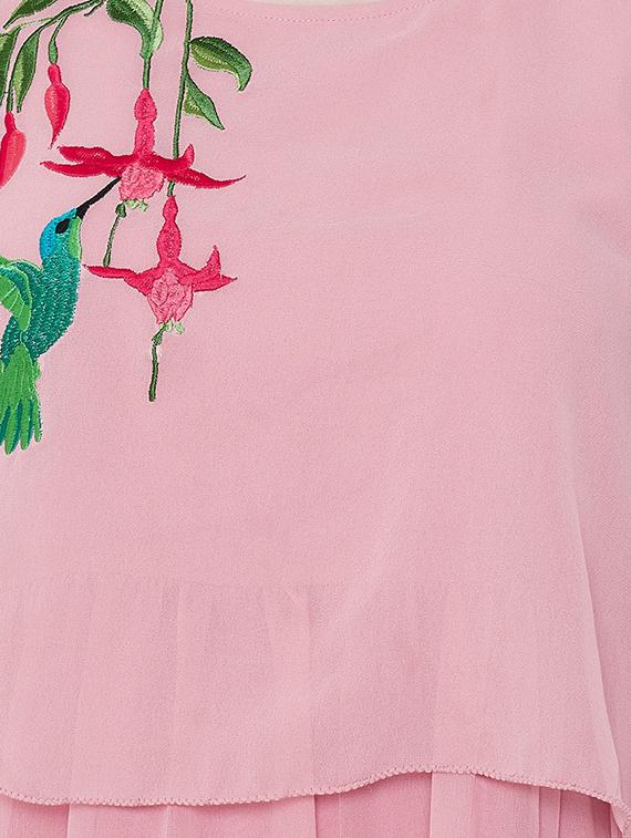 round neck embroidered layered dress - 16700254 - Zoom Image - 4