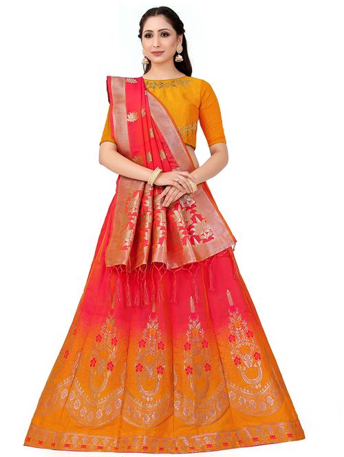 foil print contrast kalidar lehenga - 16700319 - Standard Image - 1