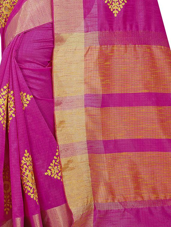 pink cotton embroidered saree with blouse - 16700685 - Zoom Image - 4