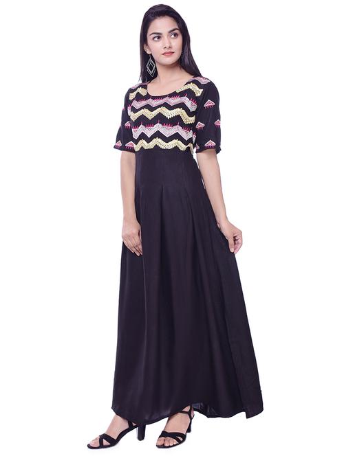 embroidered flared ethnic dress - 16700791 - Standard Image - 1
