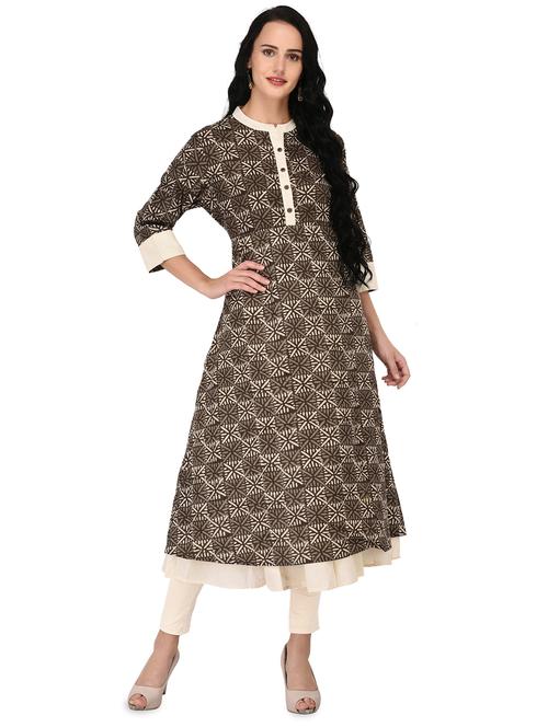 printed flared kurta - 16700800 - Standard Image - 1