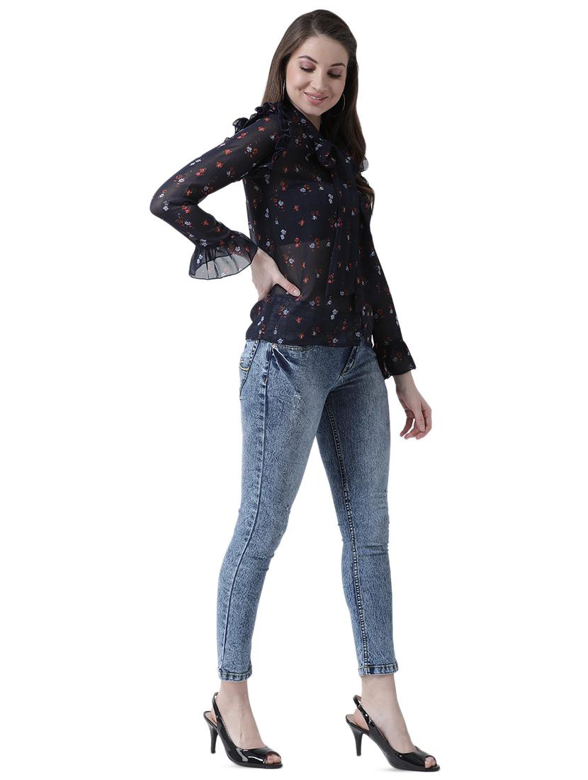 tie up neck frill detail shirt - 16700836 - Zoom Image - 4