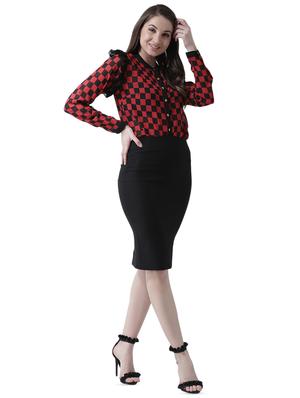 mandarin neck gingham checkered shirt - 16700837 - Standard Image - 4