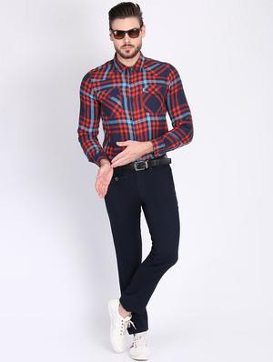 dark blue solid chinos - 16701003 - Standard Image - 4