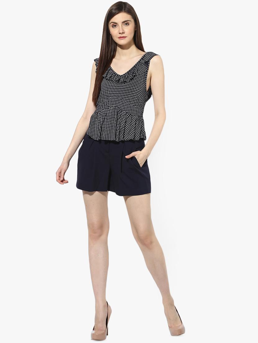 frill detail checkered top - 16701119 - Zoom Image - 4