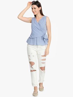 tie front gingham checkered top - 16701217 - Standard Image - 4