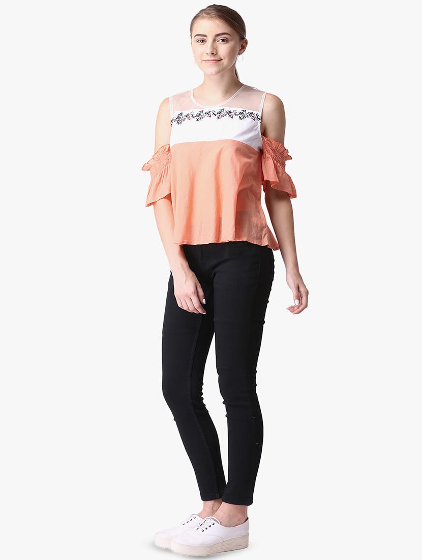 cold shoulder color block top - 16701416 - Zoom Image - 4