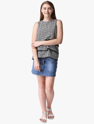 round neck printed layered top - 16701475 - Standard Image - 4