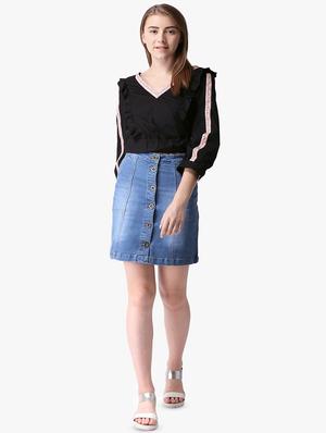 contrast lace solid top - 16701480 - Standard Image - 4