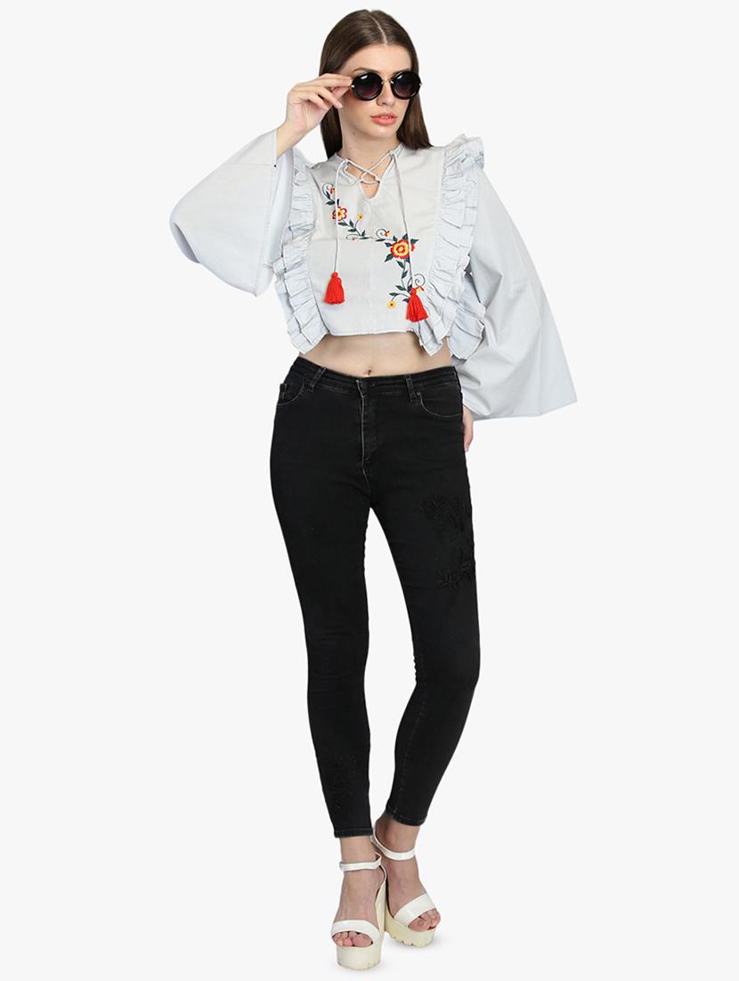 ruffle detail laced back top - 16701481 - Zoom Image - 4