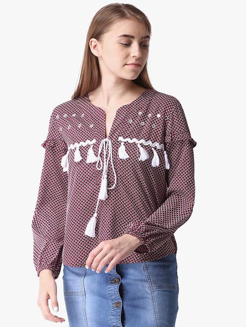 tassel detail printed top - 16701483 - Standard Image - 1