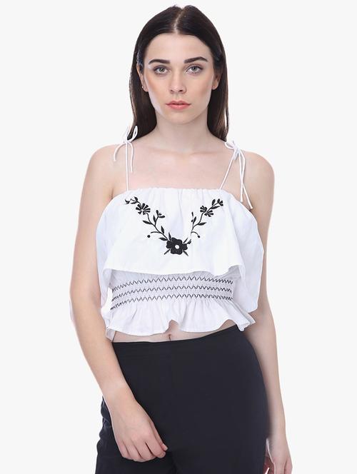 tie knot shoulder crop top - 16701484 - Standard Image - 1