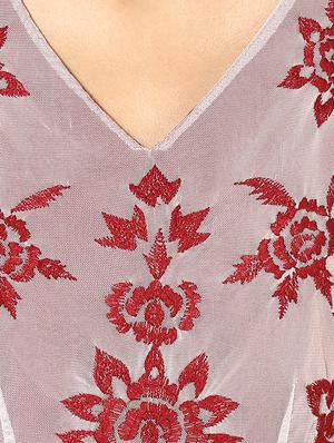 floral embroidered ruffled high slit dress - 16701727 - Standard Image - 4