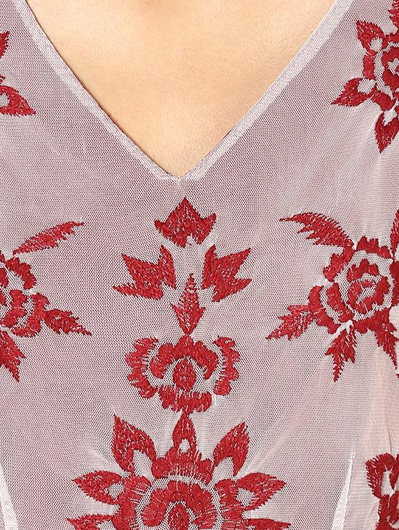 floral embroidered ruffled high slit dress - 16701727 - Zoom Image - 4