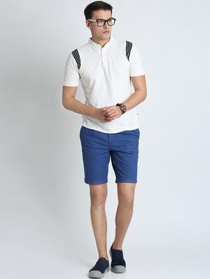 blue solid bermuda shorts - 16701789 - Standard Image - 4