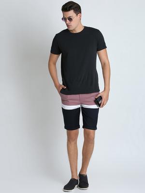purple color block bermuda shorts - 16701847 - Standard Image - 4