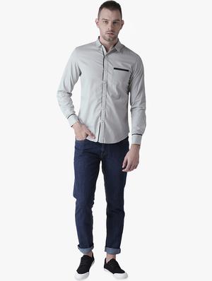 grey solid casual shirt - 16701957 - Standard Image - 4