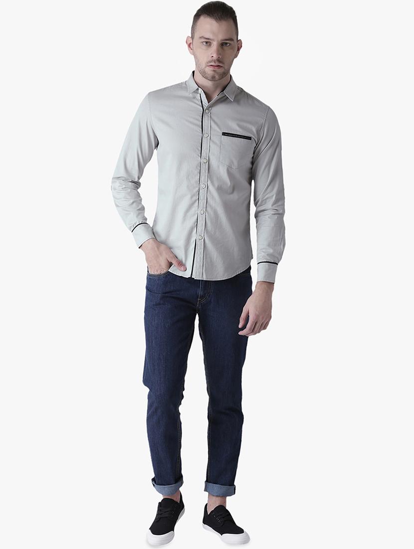 grey solid casual shirt - 16701957 - Zoom Image - 4